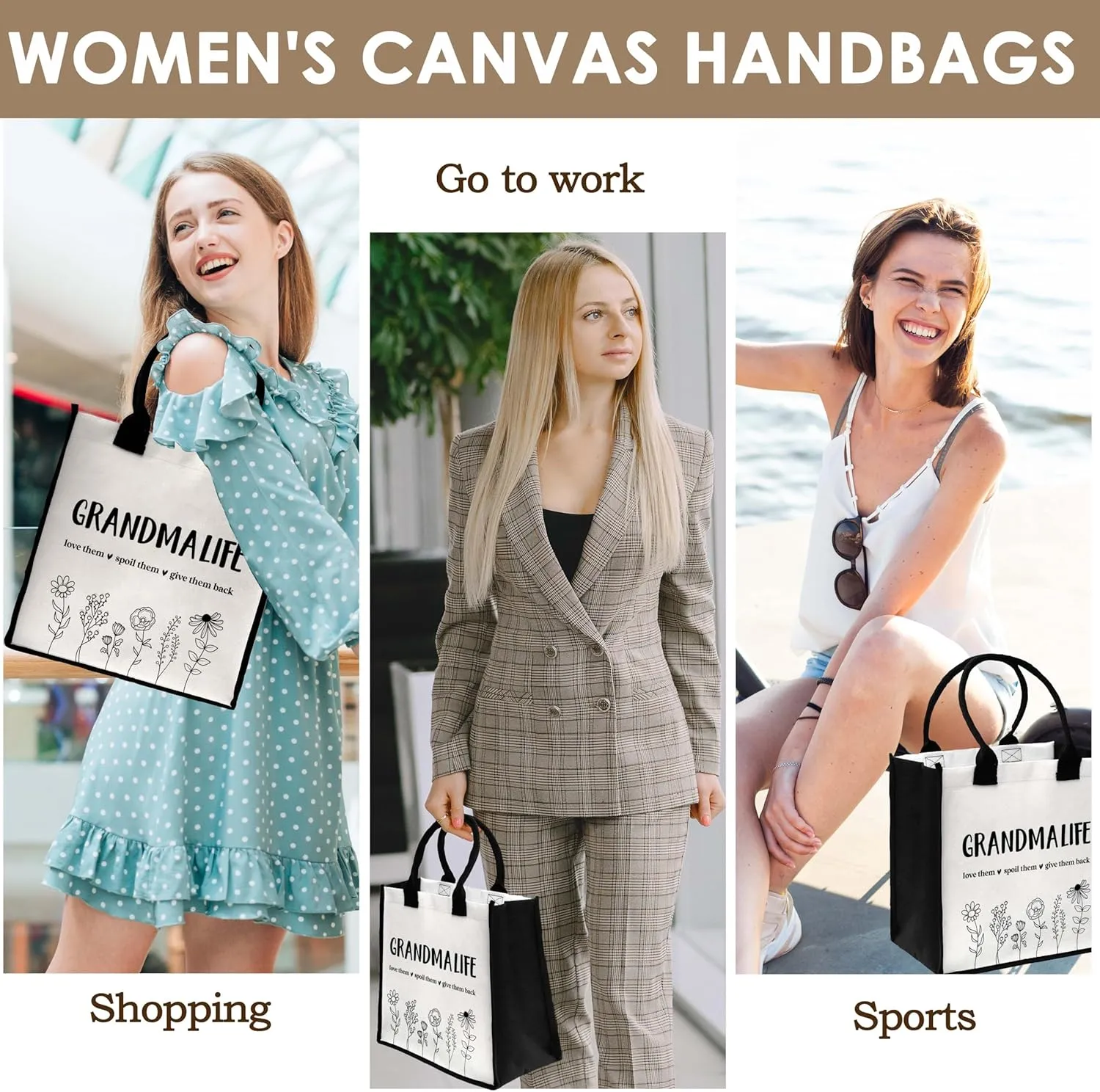 ONDTOM Mom Boss Appreciation Canvas Tote Bag Gifts for Mothers Day, Boss Day, Birthday, Christmas