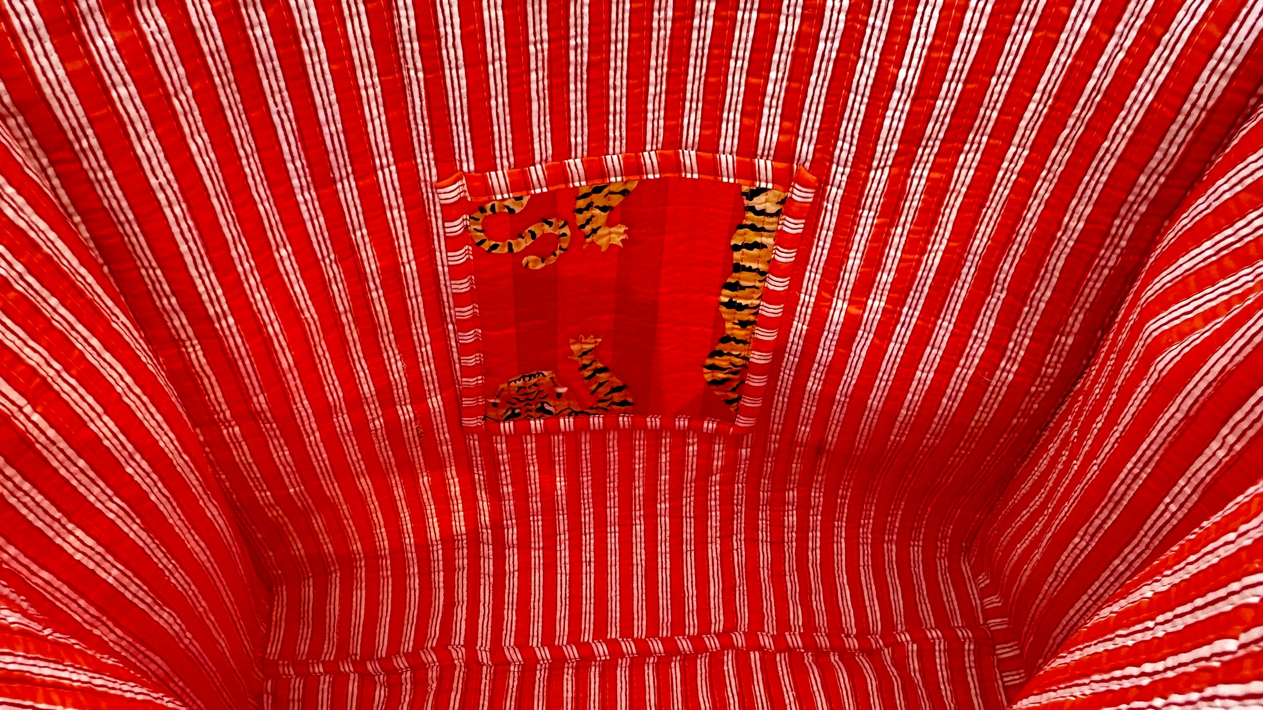 Orange and Pink Tiger Cotton Quilted Tote Bag