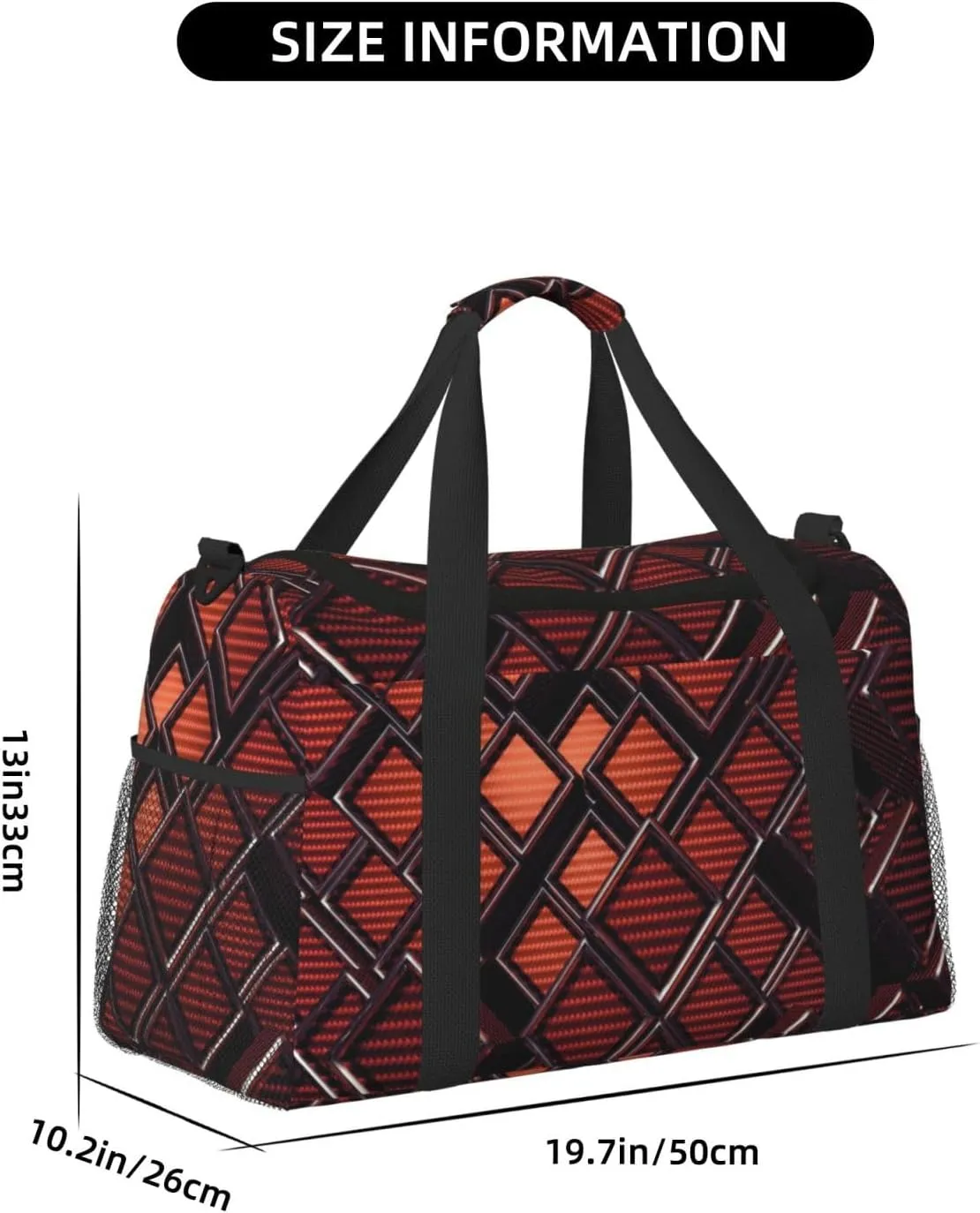 Orange-Brown Grille Travel Duffel Bag Large Foldable Waterproof Overnight Bag For Beach Swim Bags Pool Sports Gym