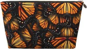 Orange Monarch Butterflies Cosmetic Bag Travel Makeup Bag Organizer Toiletry Bag with Zipper Storage Pouch Coin Purse Brushes for Women Girls Gifts