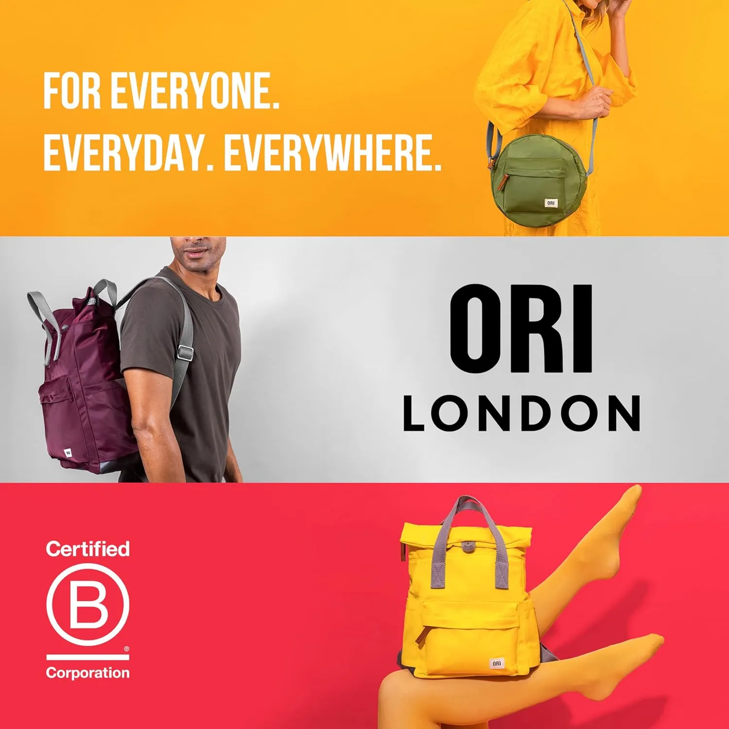 ORI LONDON Rolltop Backpack - Medium Travel Backpack with Lots of Pockets for Men & Women - The Finchley, Forest