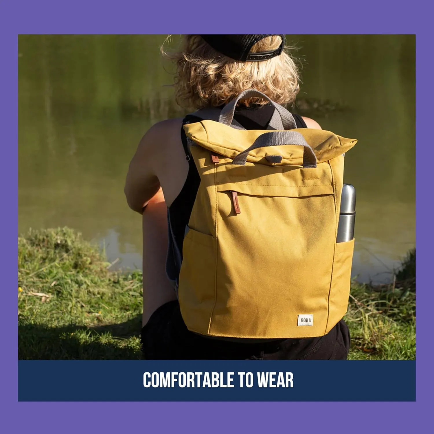 ORI LONDON Rolltop Backpack - Medium Travel Backpack with Lots of Pockets for Men & Women - The Finchley, Forest