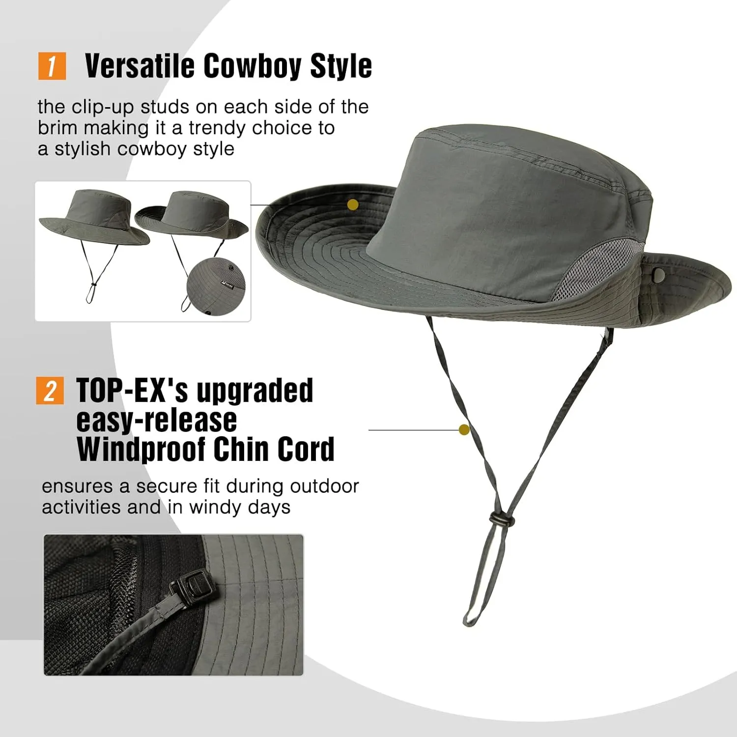 Oversized XL XXL Mens Waterproof UPF50  Golf Bucket Sun Hats Big Head Boonie Safari Wide Brim Fishing