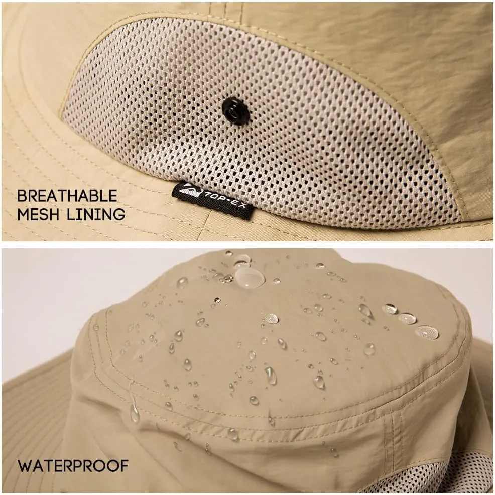 Oversized XL XXL Mens Waterproof UPF50  Golf Bucket Sun Hats Big Head Boonie Safari Wide Brim Fishing