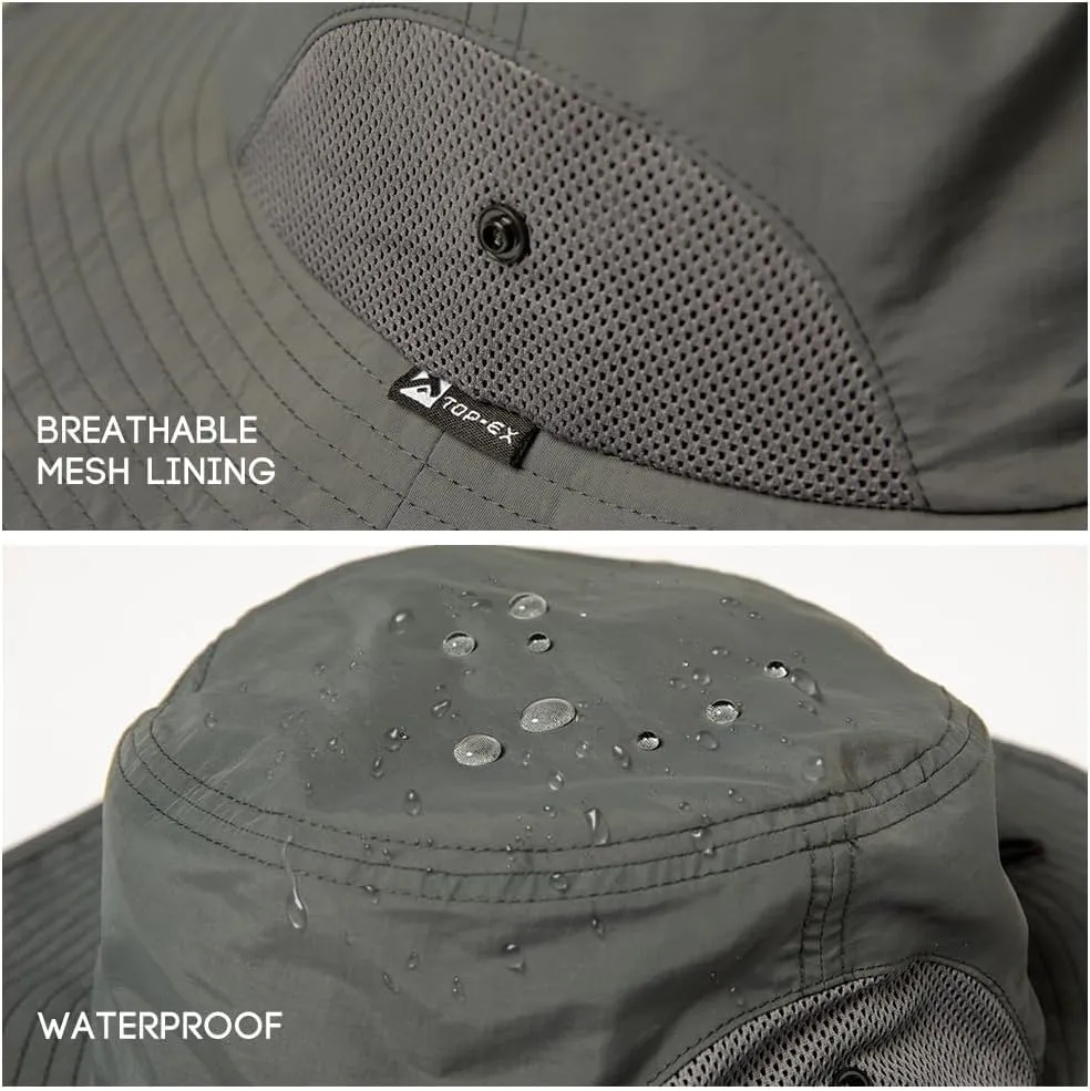 Oversized XL XXL Mens Waterproof UPF50  Golf Bucket Sun Hats Big Head Boonie Safari Wide Brim Fishing