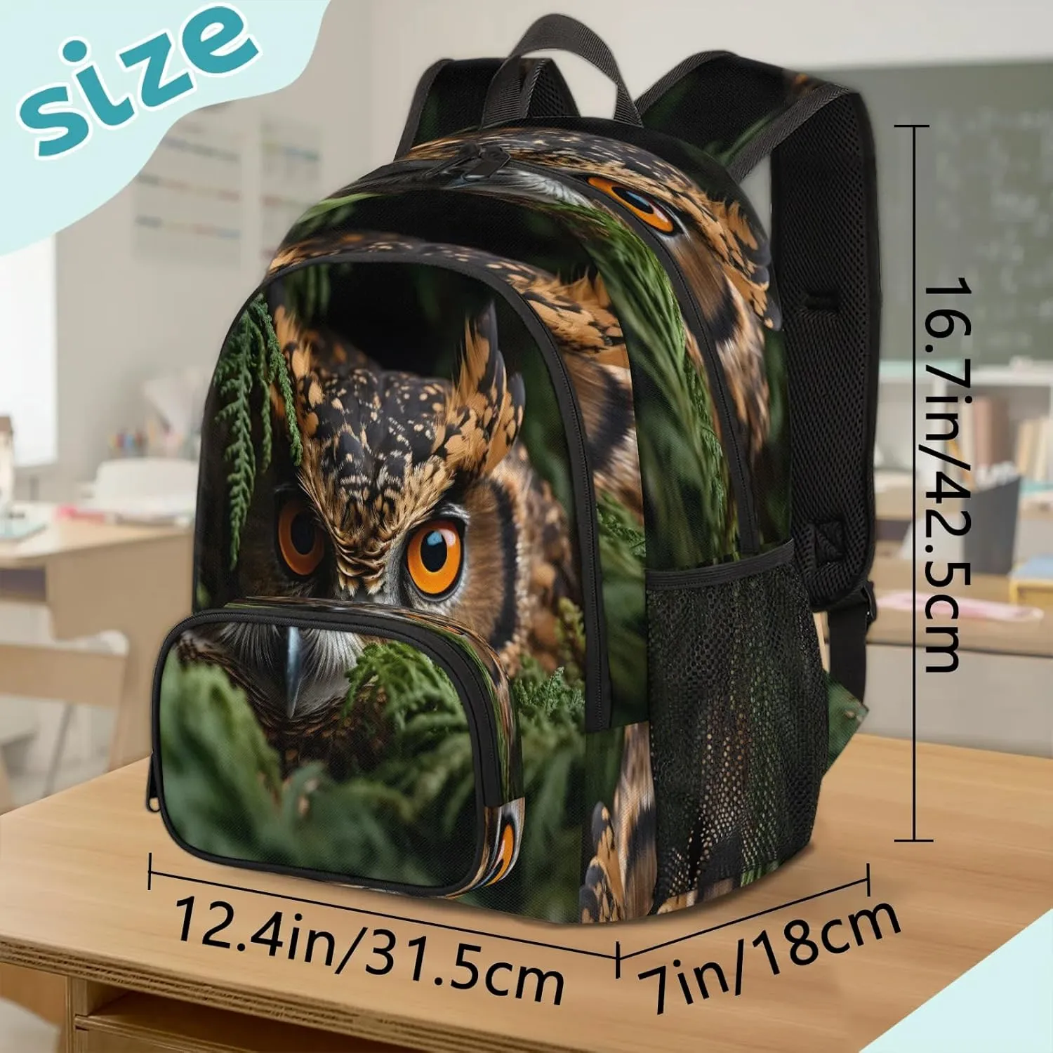 Owl Travel Laptop Backpacks for Women Men, Funny Boho Animals 16.7" Waterproof Back Pack Casual Daypack for Travel
