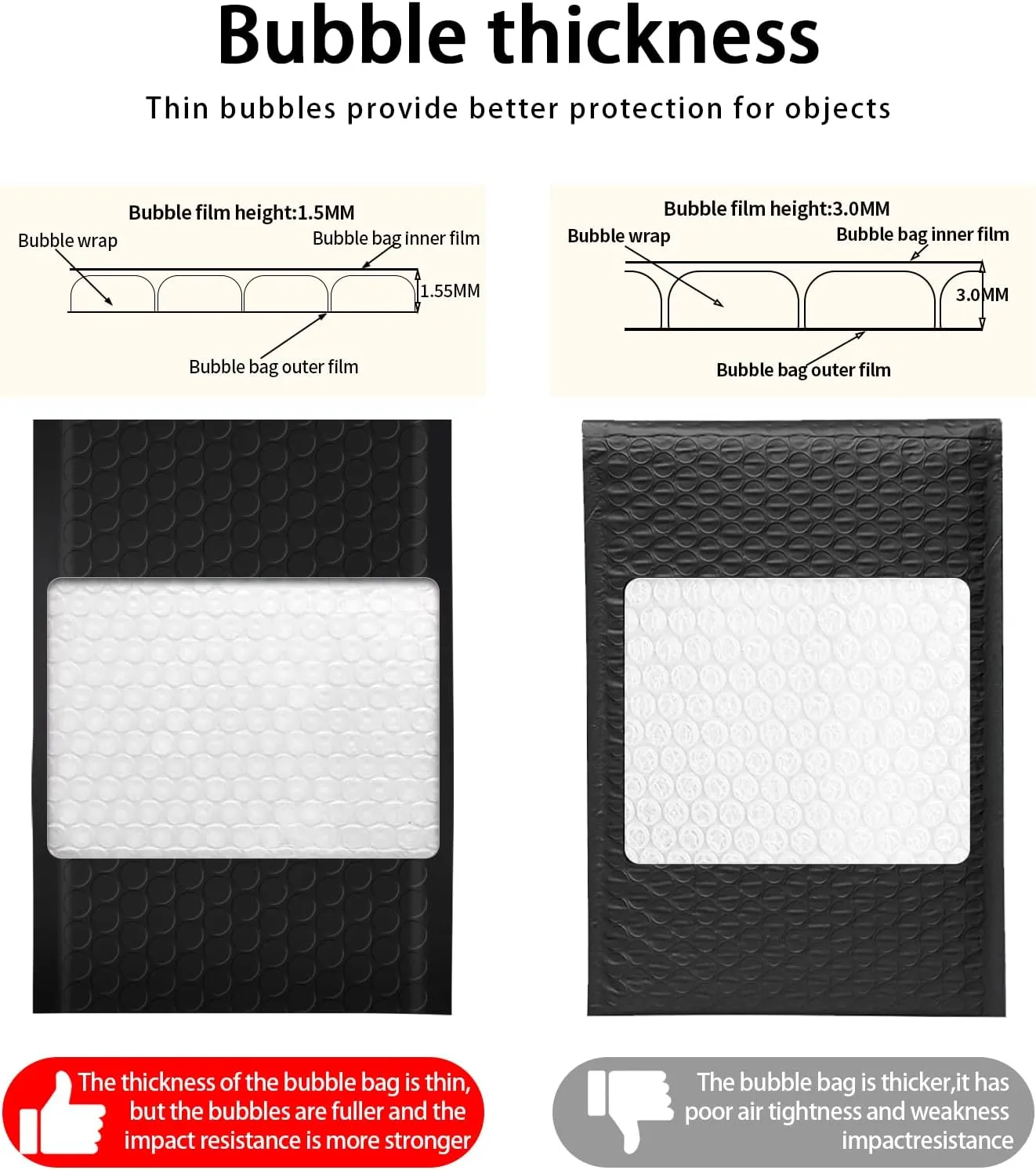 packbabol Bubble Mailers, 6x9 Inch Poly Padded Bubble Mailers Pack of 50 Bubble Envelopes Opaque Self Seal Adhesive Waterproof Bags for Shipping and Packaging(Black,6x9-50Pc)