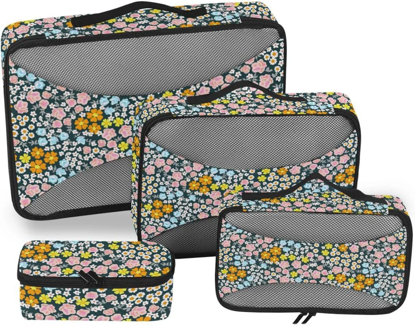 Packing Cube 4 Set Luggage Organizer Travel Compartment Organizer Bags Pcking Cubes Roses Wildflowers Vintage