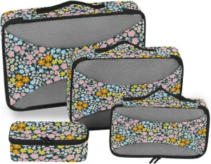 Packing Cube 4 Set Luggage Organizer Travel Compartment Organizer Bags Pcking Cubes Roses Wildflowers Vintage