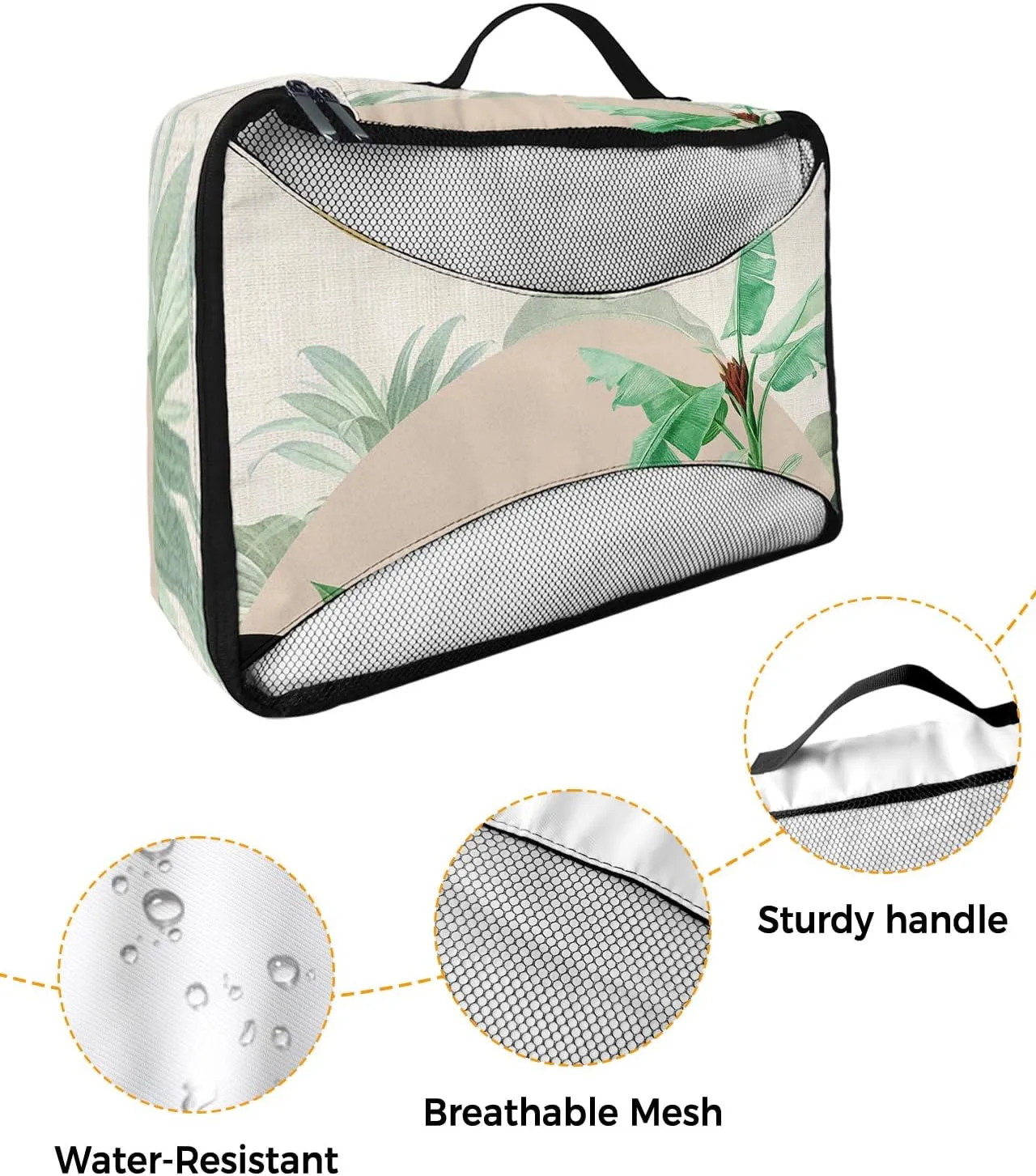 Packing Cubes for Travel, 4 Set Travel Packing Organized Cubes Boho Abstract Sun Mountain Plant Bohemian Linen Waterproof Luggage Organizer Shoe Bag Travel Accessories for Carry On Suitcases