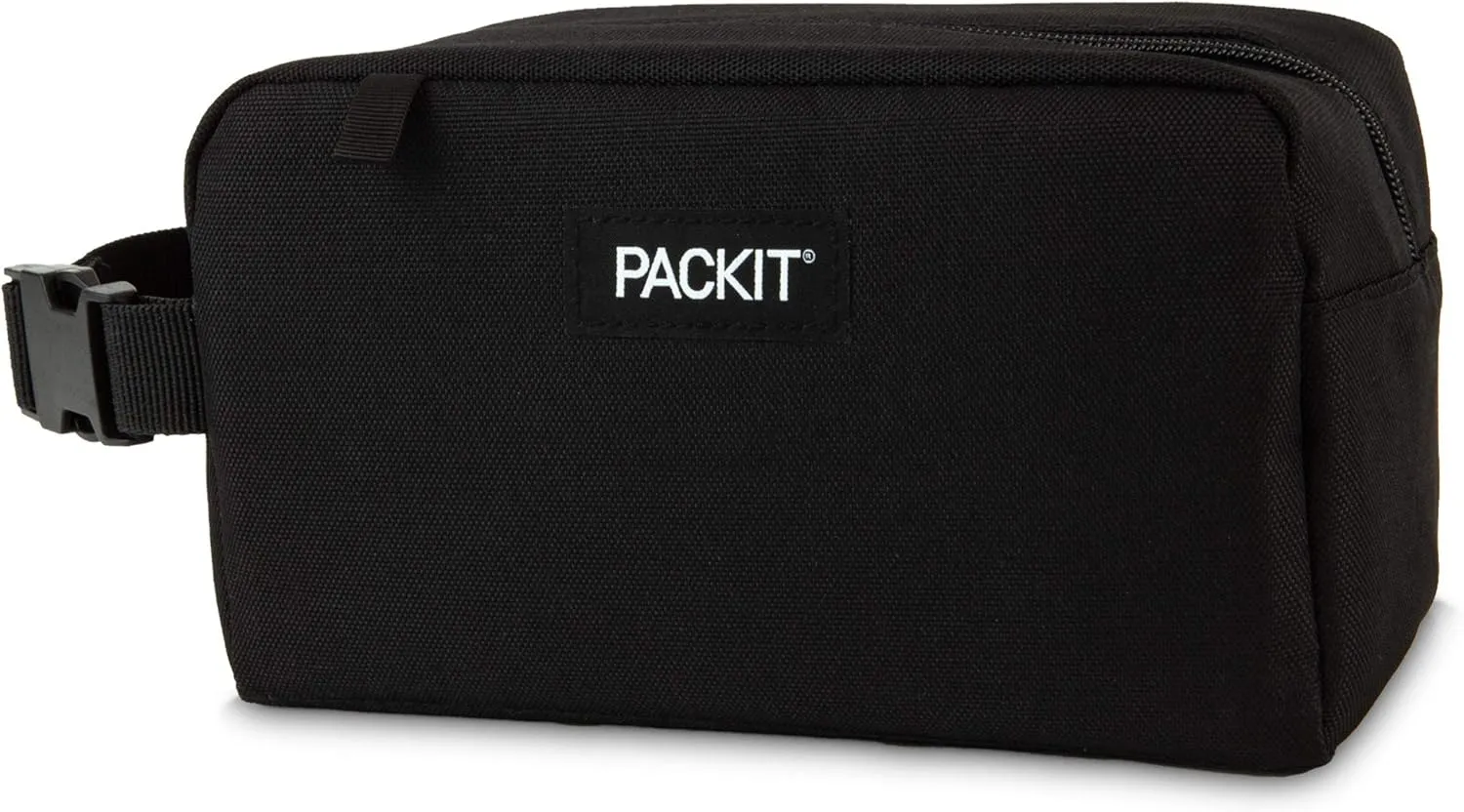 PackIt Freezable Snack Box, Black, Built with EcoFreeze Technology, Collapsible, Reusable, Zip Closure with Buckle Handle, Perfect All Ages and Fresh Snacks on the go
