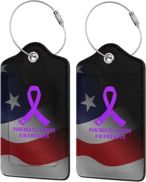 Pancreatic Cancer Awareness 2 Leather Luggage Tags for Bags Gifts for Men Women6