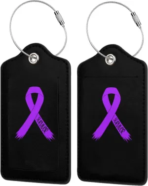 Pancreatic Cancer Survivor Awareness Ribbon 2 Leather Luggage Tags for Bags for Men Women9