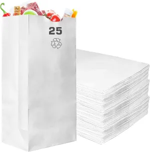 Paper Lunch Bags 25 Lb White Paper Bags 25LB Capacity - Kraft White Paper Bags, Bakery Bags, Candy Bags, Lunch Bags, Grocery Bags, Craft Bags - #25 Large Lunch Paper Bags / Kraft Paper Sacks by EcoQuality (100, #25 - 25LB)