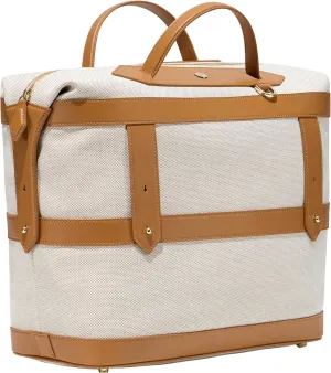 Paravel Weekender Bag | Made with Recycled Canvas Material & Vegan Leather | Premium Weekend Getaway Bag with Trolley Sleeve | Scout Tan