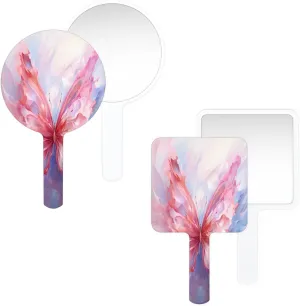 Pardick Compact Square Handheld Travel Mirror - 6.2x3.6 Inches, Ultra-Portable & Crystal-Clear, Cute Stuff for Women, Abstract Butterfly Makeup Mirror