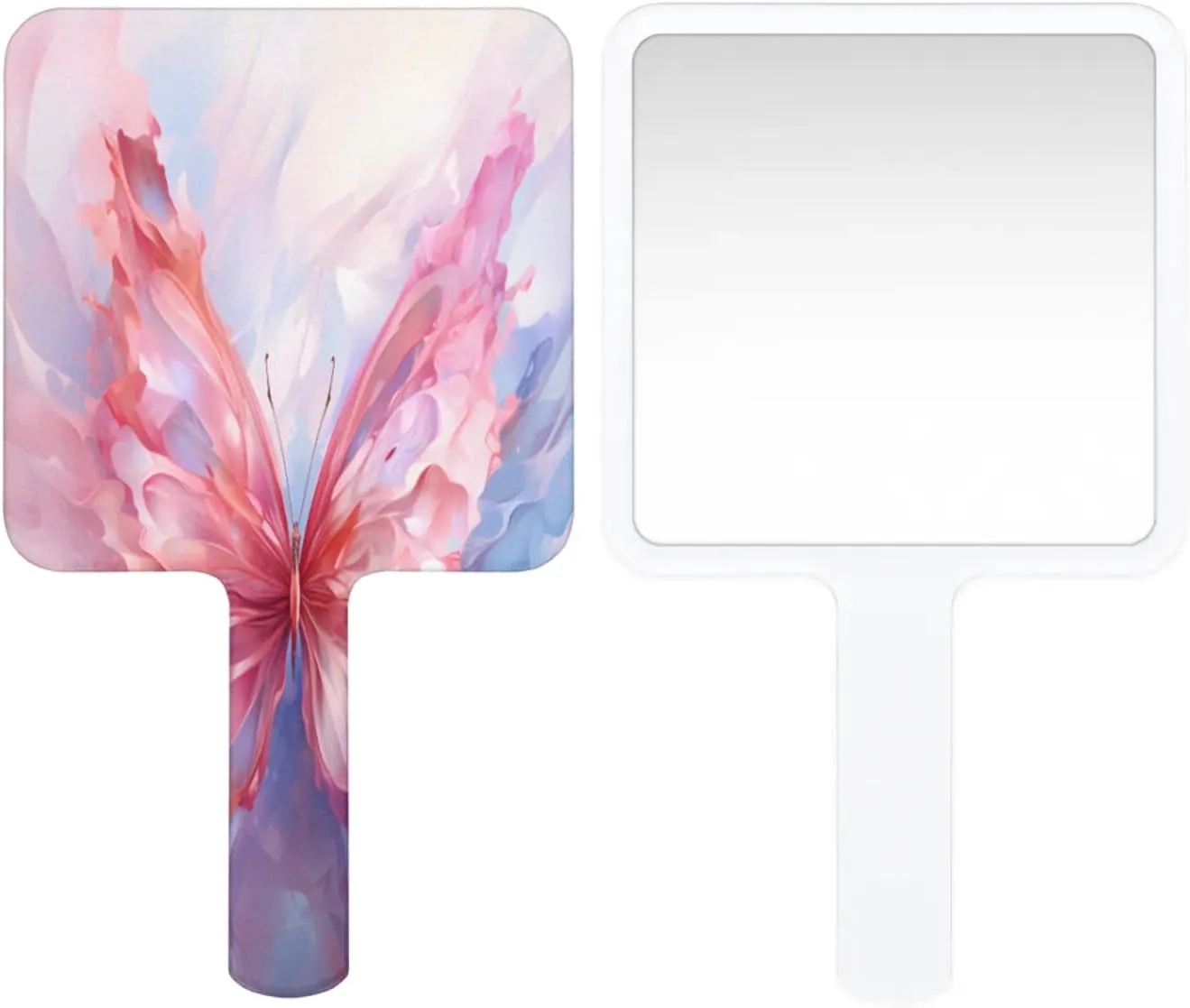 Pardick Compact Square Handheld Travel Mirror - 6.2x3.6 Inches, Ultra-Portable & Crystal-Clear, Cute Stuff for Women, Abstract Butterfly Makeup Mirror