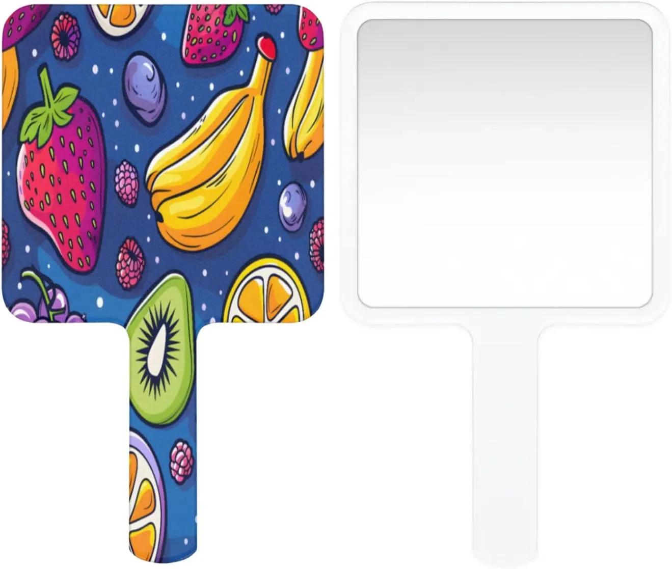 Pardick Compact Square Handheld Travel Mirror - 6.2x3.6 Inches, Ultra-Portable & Crystal-Clear, Cute Stuff for Women, Beautiful Fruits Makeup Mirror