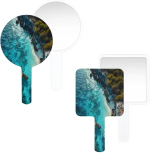 Pardick Compact Square Handheld Travel Mirror - 6.2x3.6 Inches, Ultra-Portable & Crystal-Clear, Cute Stuff for Women, Blue Coast Makeup Mirror