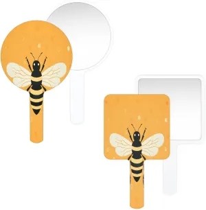 Pardick Compact Square Handheld Travel Mirror - 6.2x3.6 Inches, Ultra-Portable & Crystal-Clear, Cute Stuff for Women, Cute Bee Makeup Mirror