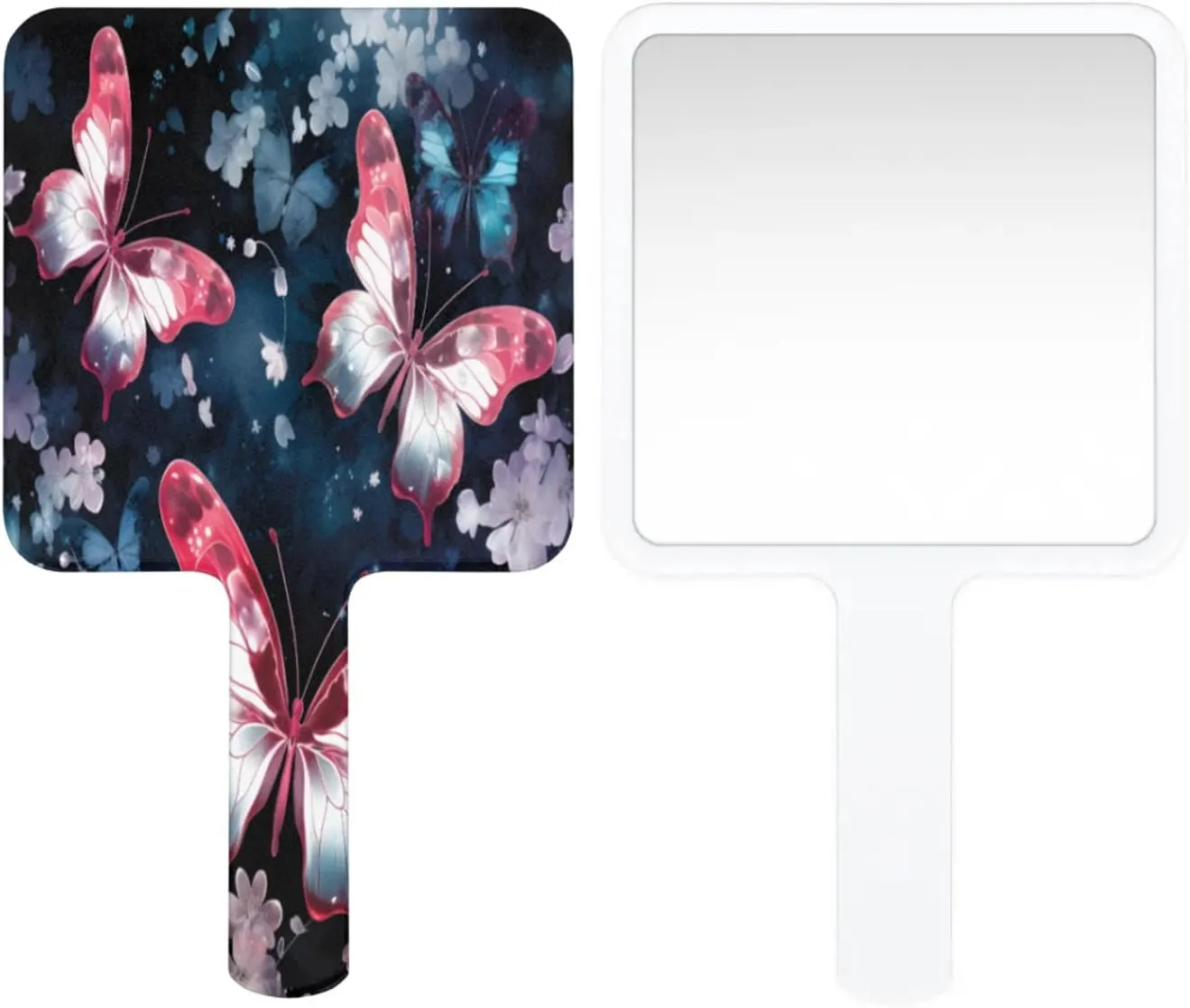 Pardick Compact Square Handheld Travel Mirror - 6.2x3.6 Inches, Ultra-Portable & Crystal-Clear, Cute Stuff for Women, Mystical Butterflies Makeup Mirror