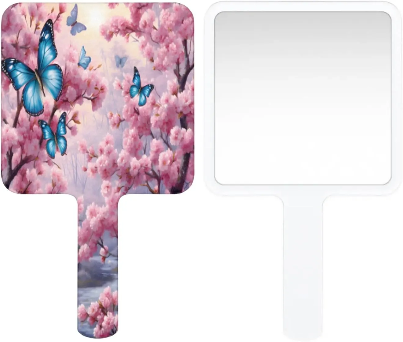 Pardick Compact Square Handheld Travel Mirror - 6.2x3.6 Inches, Ultra-Portable & Crystal-Clear, Cute Stuff for Women, Pretty Butterflies Makeup Mirror