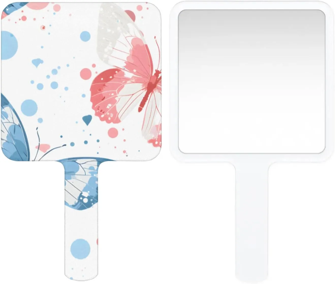 Pardick Compact Square Handheld Travel Mirror - 6.2x3.6 Inches, Ultra-Portable & Crystal-Clear, Cute Stuff for Women, Retro Butterfly Makeup Mirror