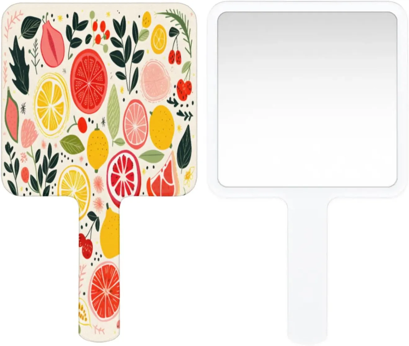 Pardick Compact Square Handheld Travel Mirror - 6.2x3.6 Inches, Ultra-Portable & Crystal-Clear, Cute Stuff for Women, Tropical Fruit Makeup Mirror
