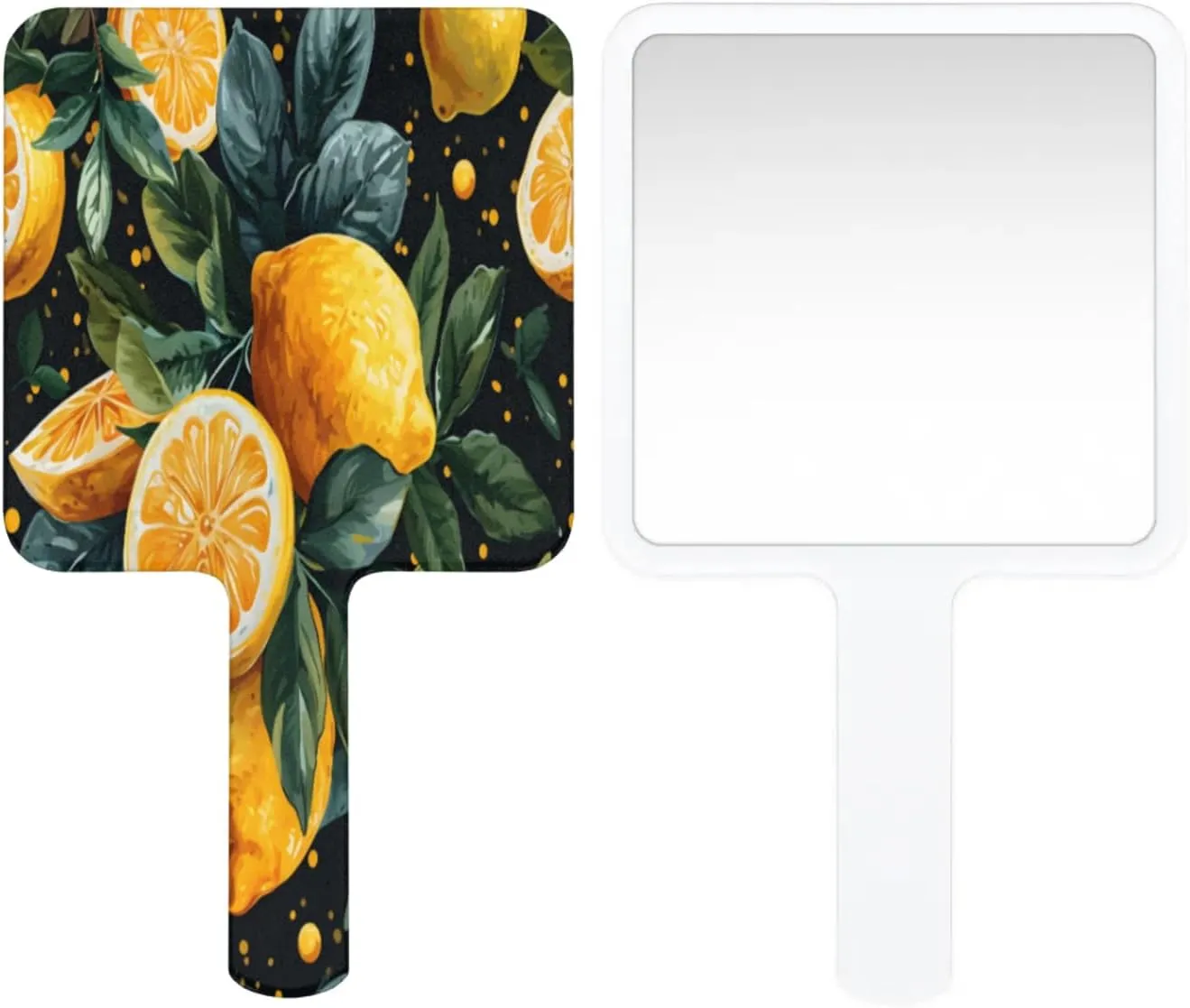 Pardick Compact Square Handheld Travel Mirror - 6.2x3.6 Inches, Ultra-Portable & Crystal-Clear, Cute Stuff for Women, Yellow Lemon Makeup Mirror