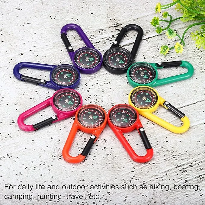 PATIKIL Keychain Compass, Camping Compass with Buckle for Hiking Hunting Travelling Party Favors