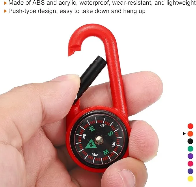 PATIKIL Keychain Compass, Camping Compass with Buckle for Hiking Hunting Travelling Party Favors
