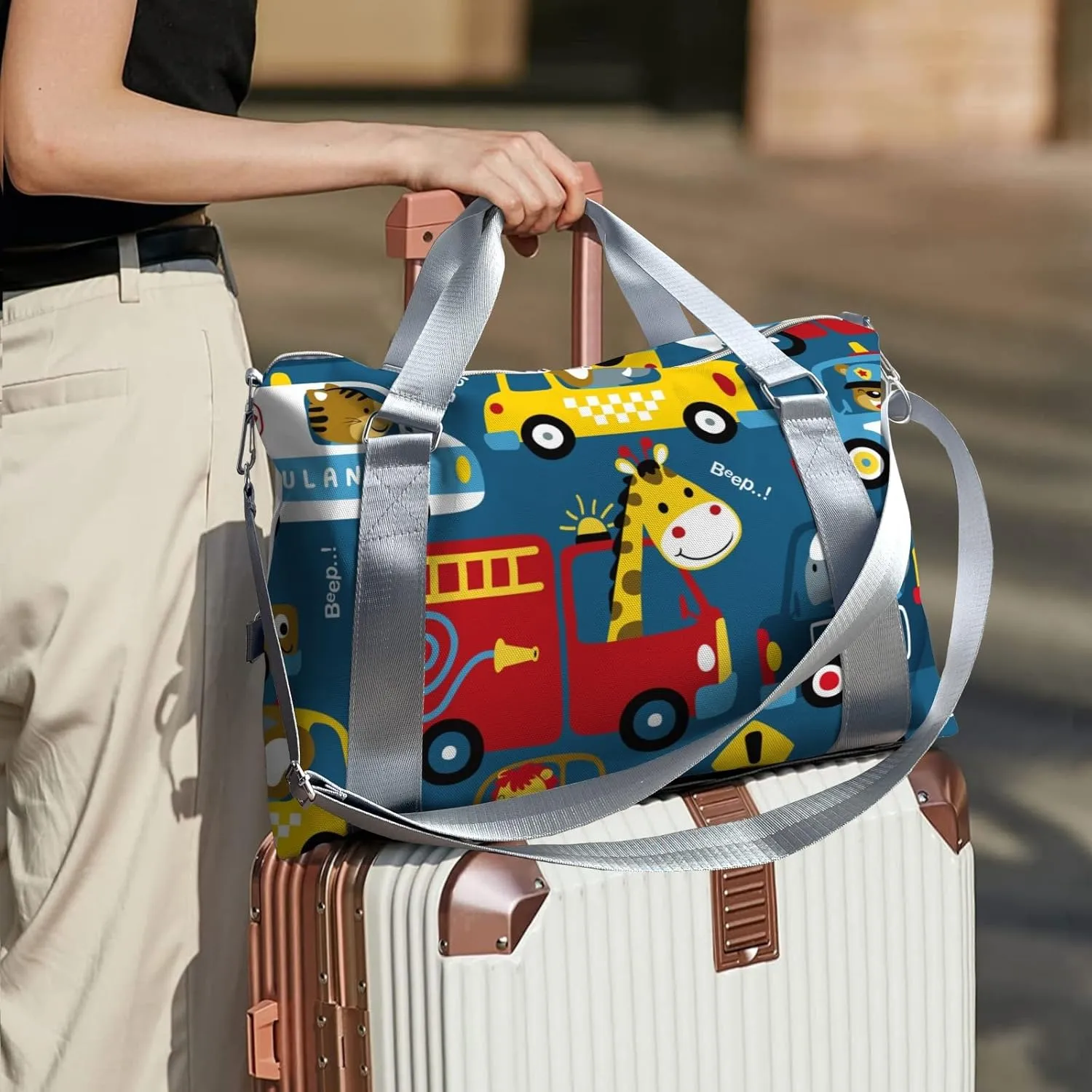 Personalized Animals Drivers Vehicle Car Sport Dance Bag,Custom Duffle Bag Gym Bag Customized Travel Duffel Bag with Name or Text