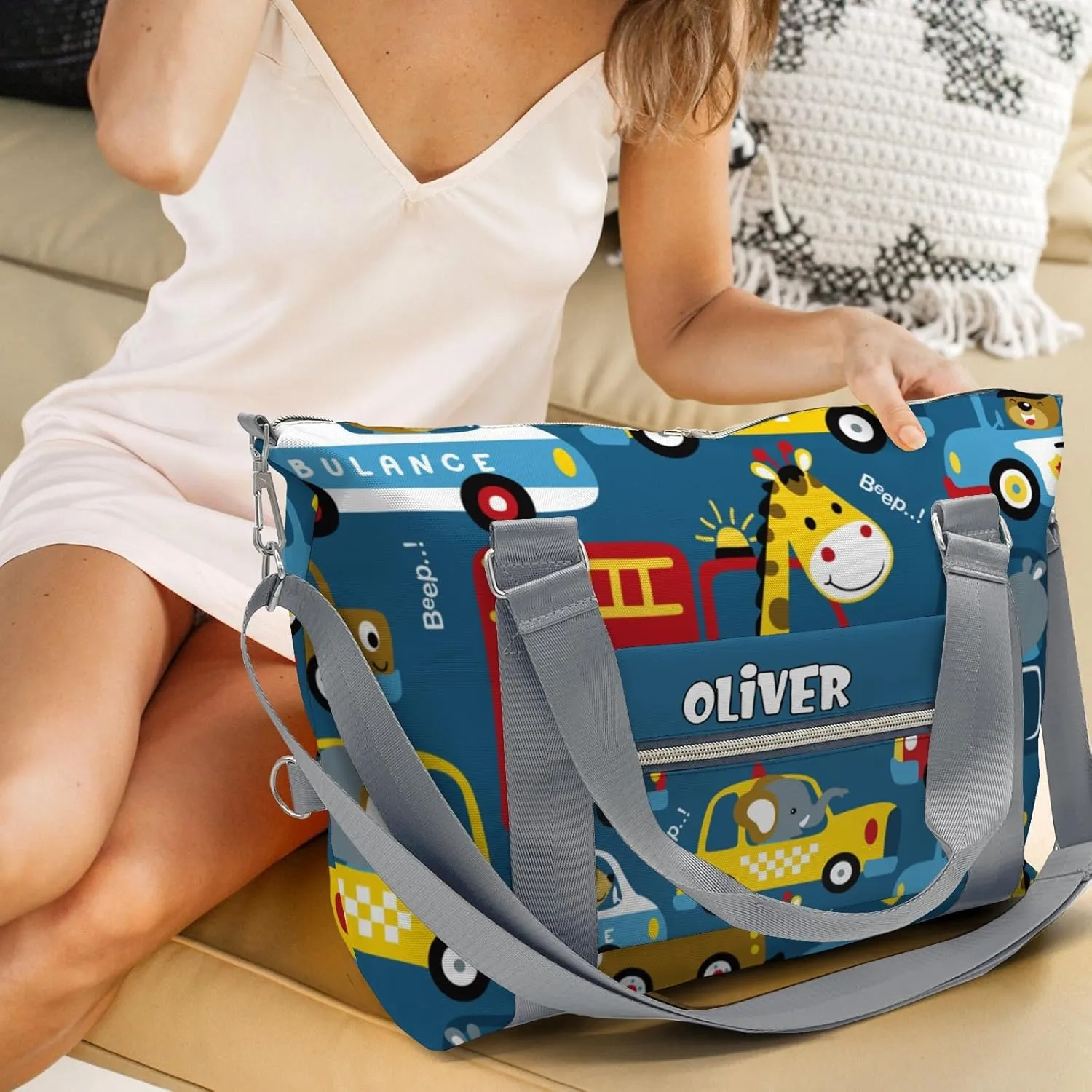 Personalized Animals Drivers Vehicle Car Sport Dance Bag,Custom Duffle Bag Gym Bag Customized Travel Duffel Bag with Name or Text