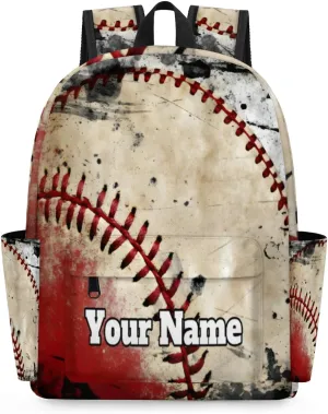 Personalized Baseball Texture Preschool Toddler Backpack for Boys Girls Custom Kids Name Small Bookbags Kindergarten Elementary Backpack, Vintage Baseball