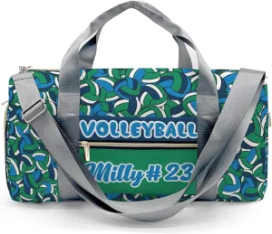 Personalized Blue Gray Navy Volleyball Duffle Bag with Name for Women Man Custom Travel Perform Training Bag Gym Bags