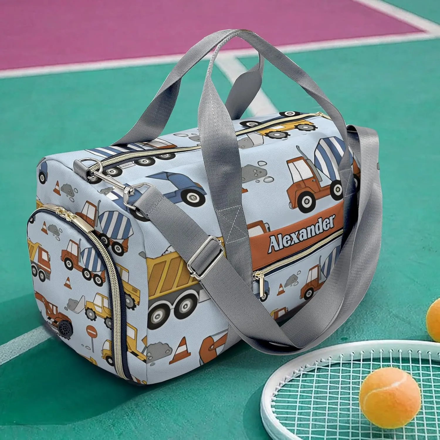 Personalized Cement Truck Forklift Truck Crane Dance Bag Girls Yoga Bag Dance Bag With Name,Patch Travel Duffel Bag Women Cheerleader Bag Sport Duffle Bag for Gym Ballet
