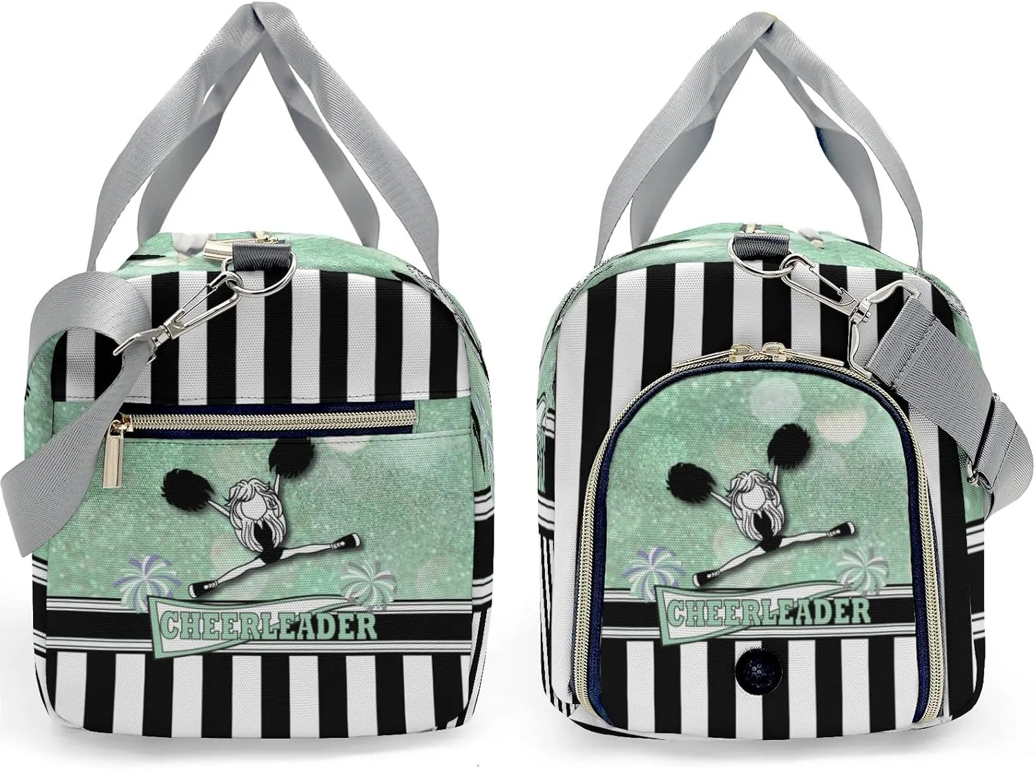 Personalized Cheerleader Girl Sparkly Green Stripes Dance Bag Girls Yoga Bag Dance Bag With Name,Patch Travel Duffel Bag Women Cheerleader Bag Sport Duffle Bag for Gym Ballet