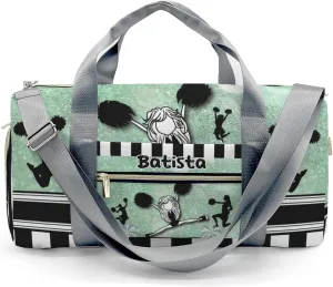 Personalized Cheerleader Girl Sparkly Green Stripes Dance Bag Girls Yoga Bag Dance Bag With Name,Patch Travel Duffel Bag Women Cheerleader Bag Sport Duffle Bag for Gym Ballet
