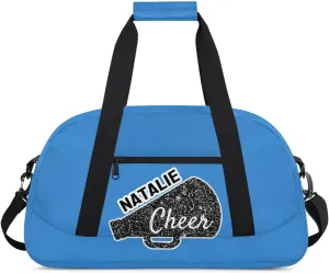 Personalized Cheerleader Sports Bag Custom Gymnastics Name Gym Duffel Bags Customized Cheer Ballet Dance Gift Overnight Weekender Bag, Blue