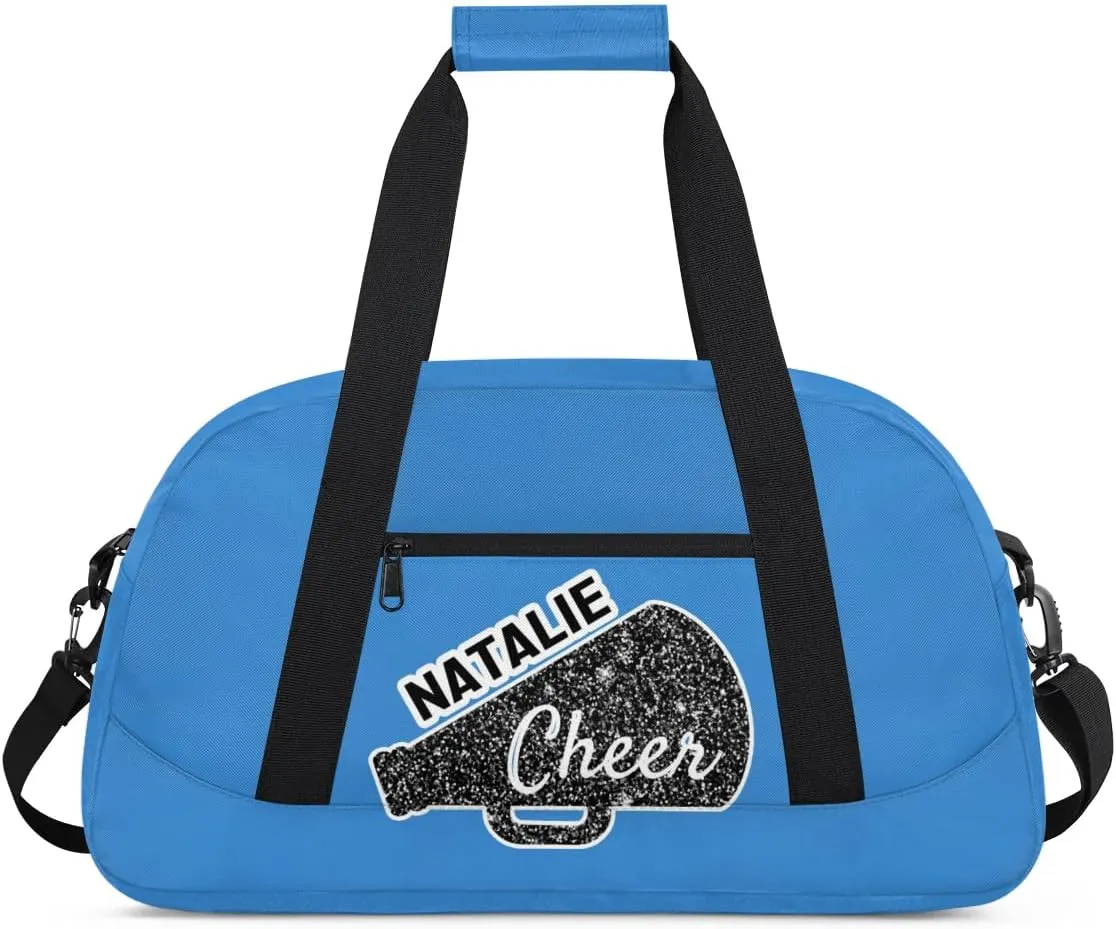 Personalized Cheerleader Sports Bag Custom Gymnastics Name Gym Duffel Bags Customized Cheer Ballet Dance Gift Overnight Weekender Bag, Blue