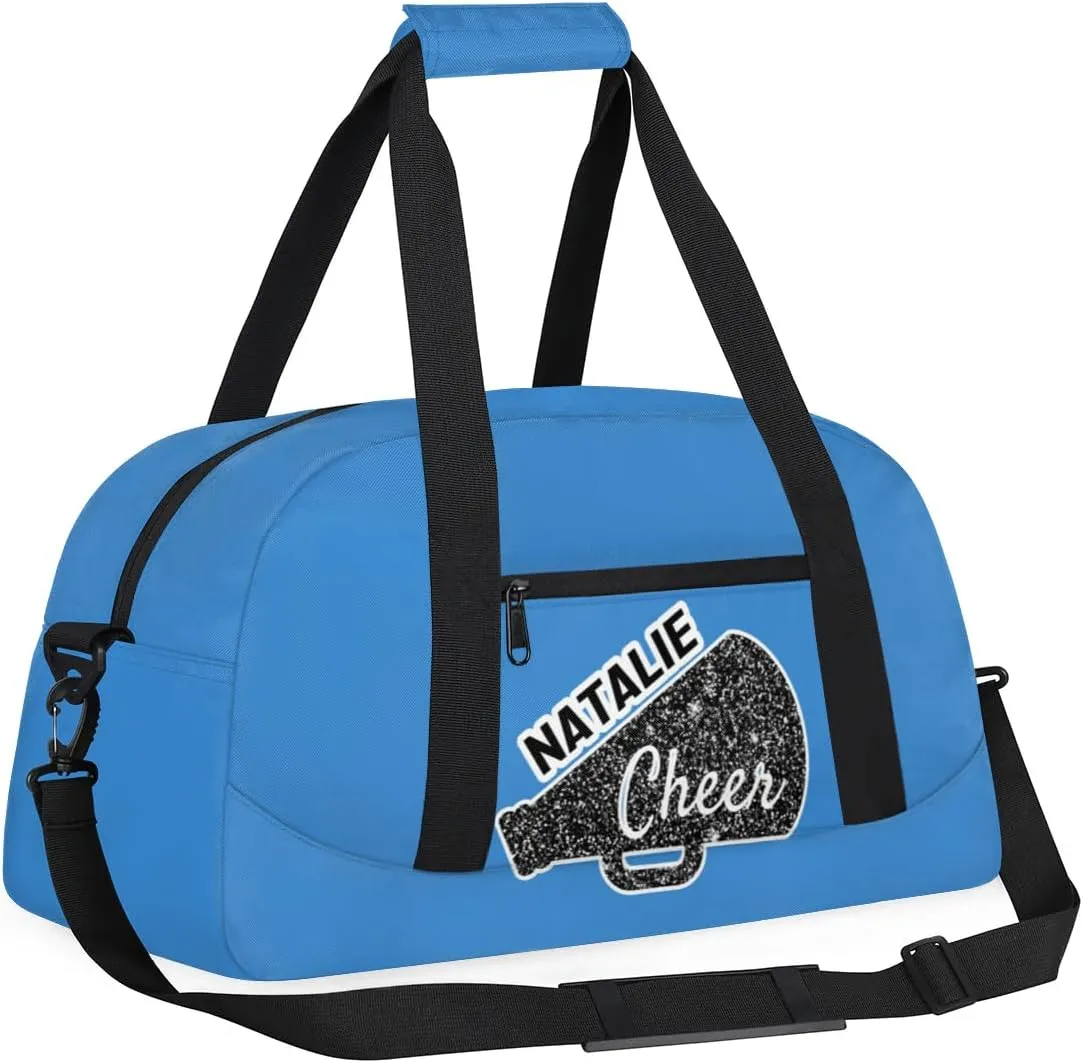 Personalized Cheerleader Sports Bag Custom Gymnastics Name Gym Duffel Bags Customized Cheer Ballet Dance Gift Overnight Weekender Bag, Blue