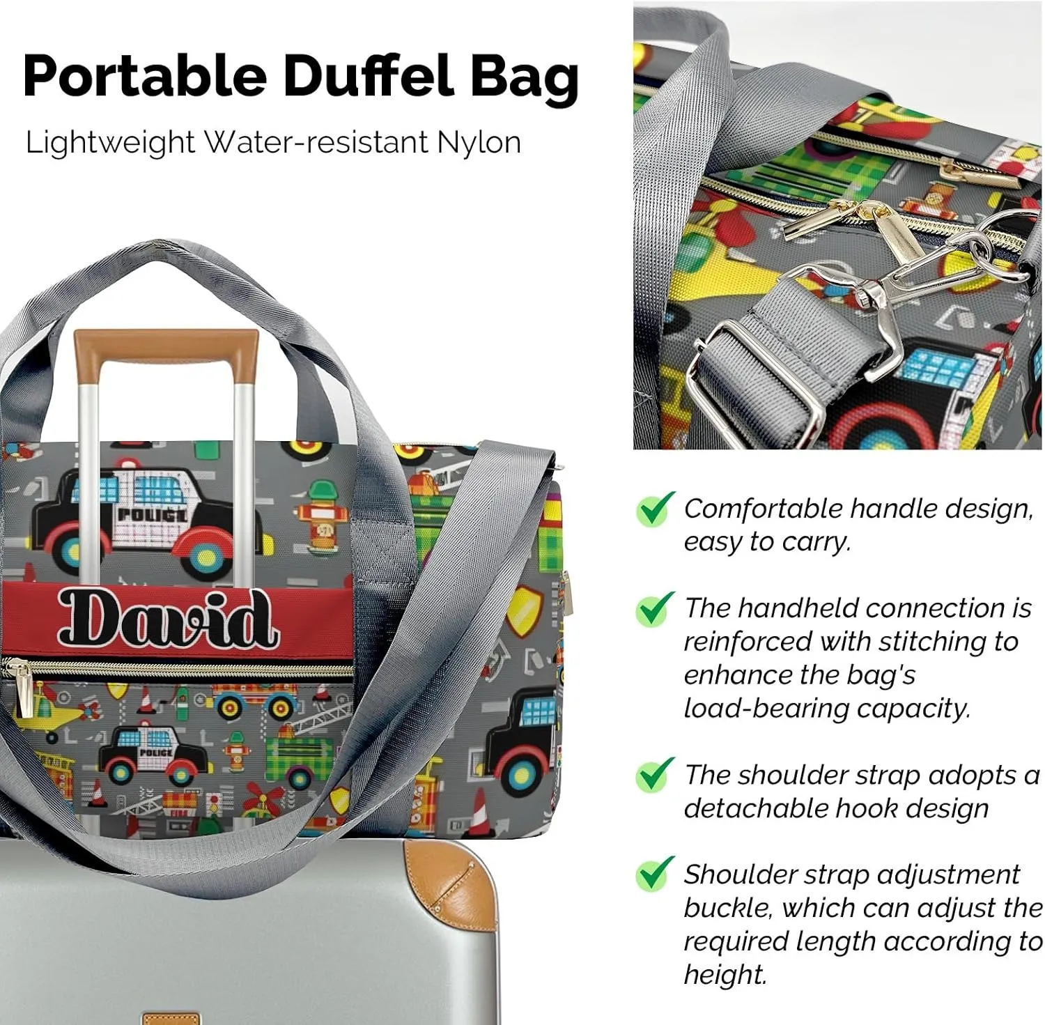 Personalized City Cartoon Car Plane Truck Road Dance Bag Girls Yoga Bag Dance Bag With Name,Patch Travel Duffel Bag Women Cheerleader Bag Sport Duffle Bag for Gym Ballet