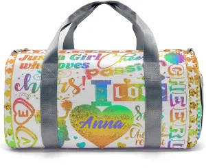 Personalized Colorful Cheerleadings Star Coach Pom Duffle Bag with Name for Women Girls Custom Travel Perform Training Bag
