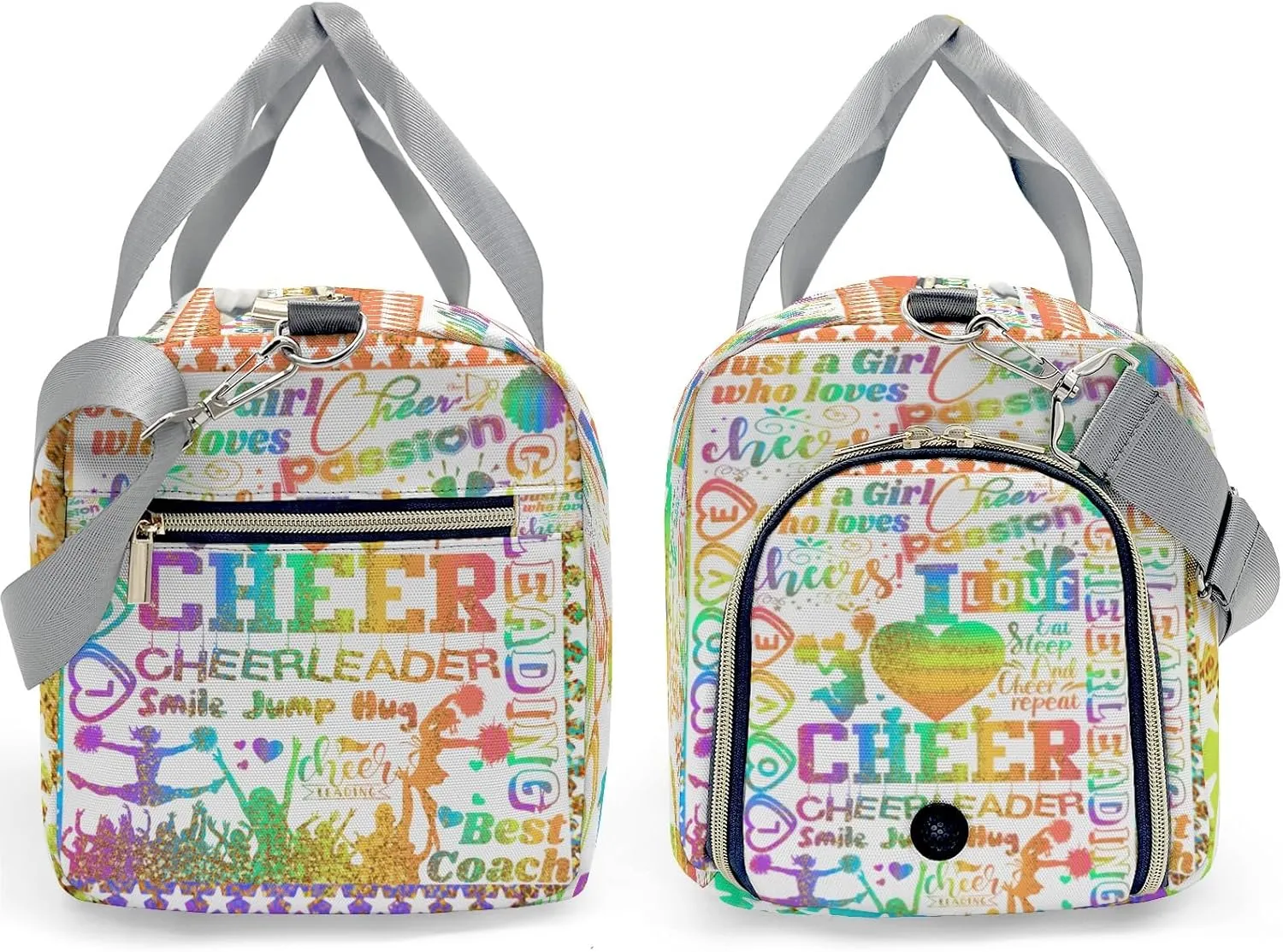 Personalized Colorful Cheerleadings Star Coach Pom Duffle Bag with Name for Women Girls Custom Travel Perform Training Bag