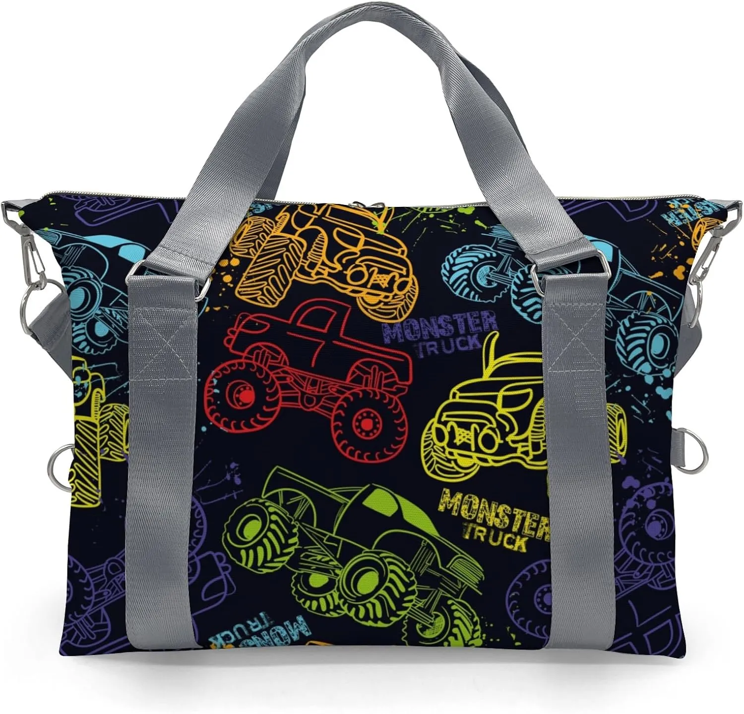 Personalized Colorful Monster Truck Car Dance Bag Girls Yoga Bag Dance Bag With Name,Patch Travel Duffel Bag Women Cheerleader Bag Sport Duffle Bag for Gym Ballet