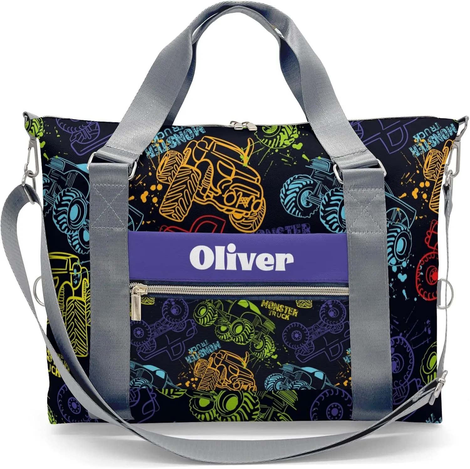 Personalized Colorful Monster Truck Car Dance Bag Girls Yoga Bag Dance Bag With Name,Patch Travel Duffel Bag Women Cheerleader Bag Sport Duffle Bag for Gym Ballet