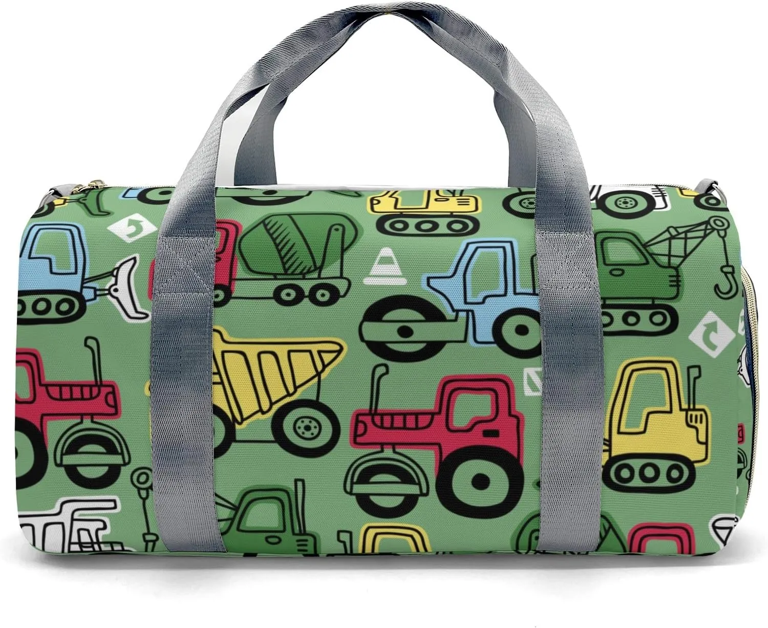 Personalized Colorful Truck On Green Dance Bag Girls Yoga Bag Dance Bag With Name,Patch Travel Duffel Bag Women Cheerleader Bag Sport Duffle Bag for Gym Ballet