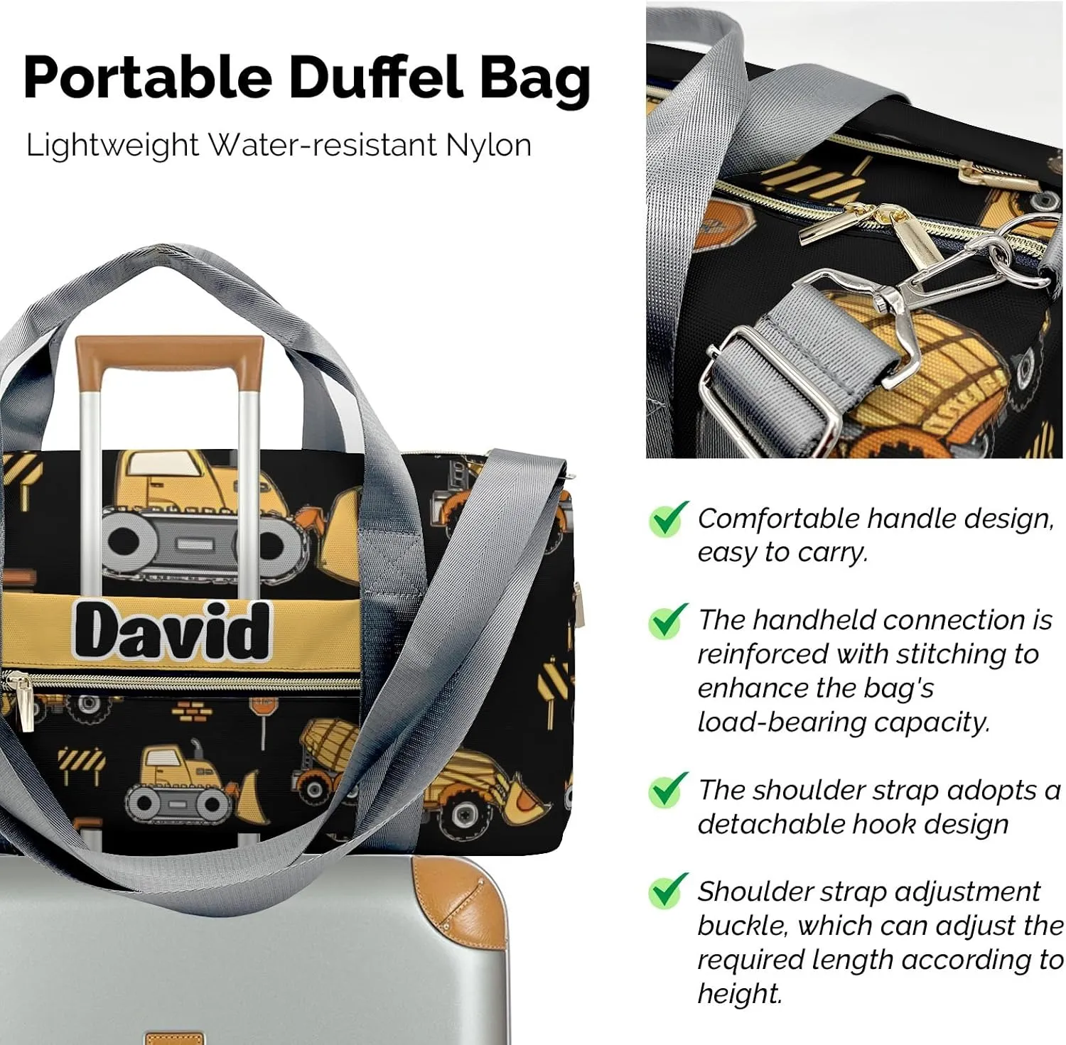 Personalized Cool Truck Dump Jump Stop Dance Bag Girls Yoga Bag Dance Bag With Name,Patch Travel Duffel Bag Women Cheerleader Bag Sport Duffle Bag for Gym Ballet