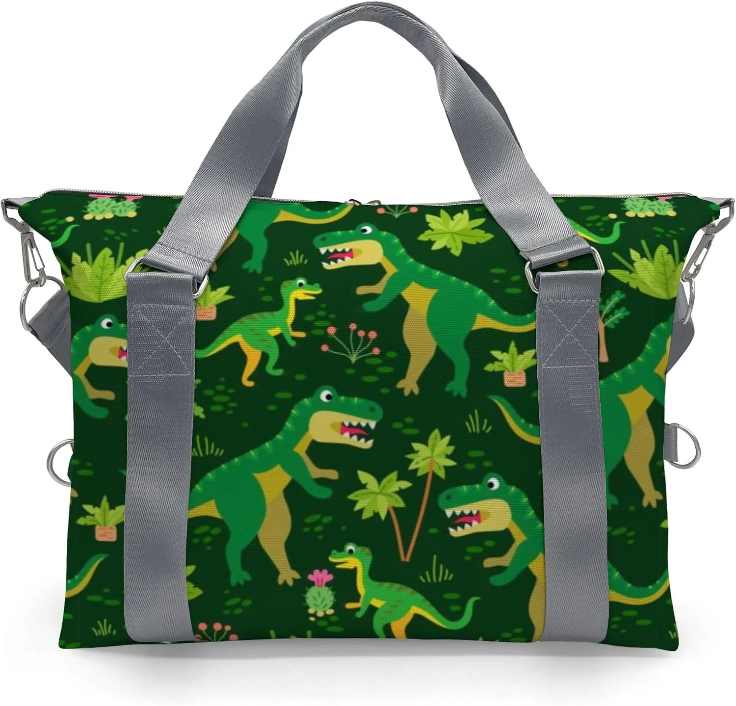 Personalized Dinosaur Print Green Tree Dance Bag Girls Yoga Bag Dance Bag With Name,Patch Travel Duffel Bag Women Cheerleader Bag Sport Duffle Bag for Gym Ballet