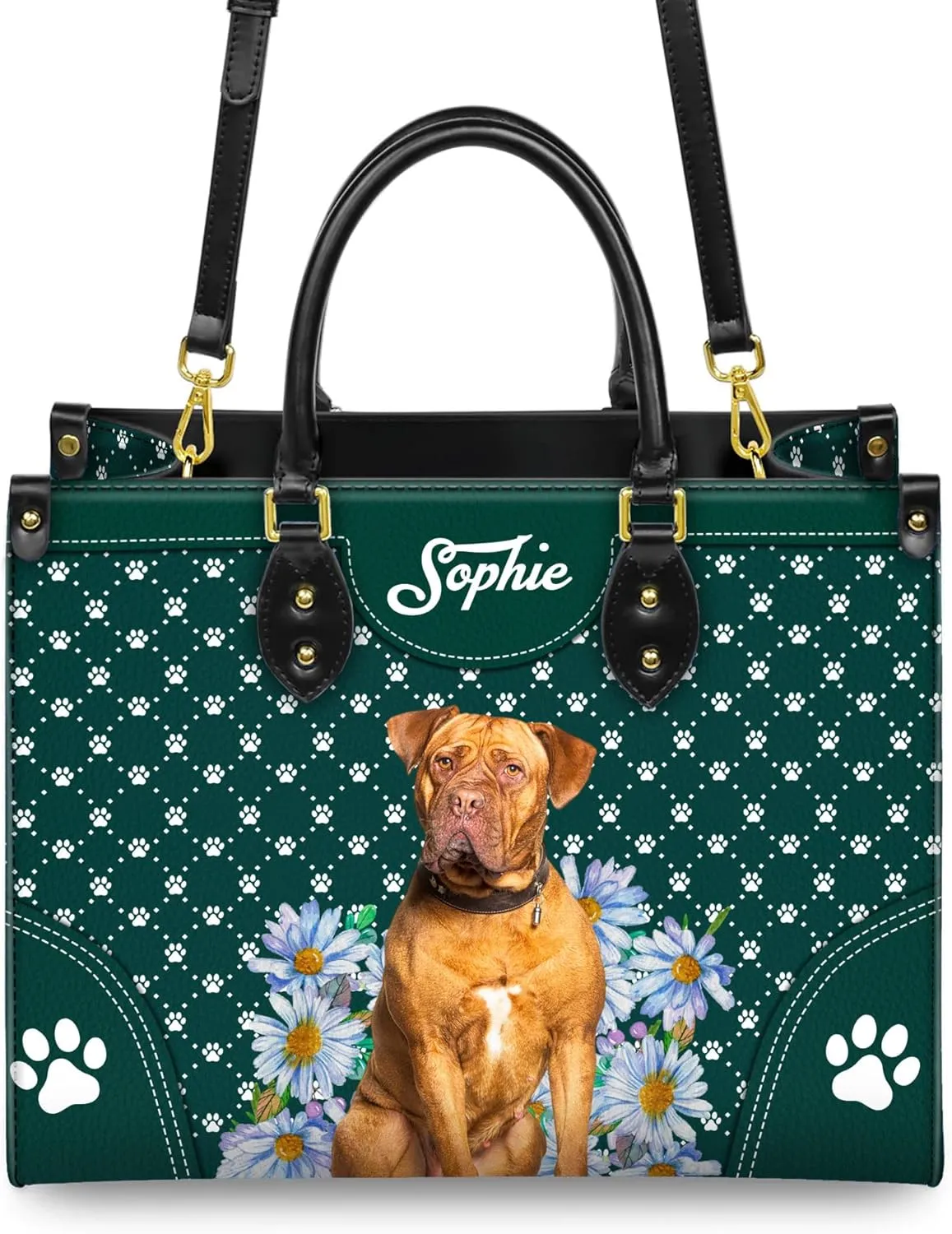 Personalized Dogues de Bordeaux Dog Handbags, Custom Name Dog Leather Bags, Purses, Shoulder Bag, Gift For Dog Mom Dog Lover